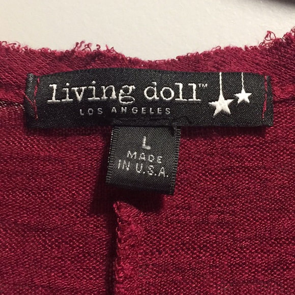 Living doll brand burgundy top size Juniors L - Picture 2 of 4